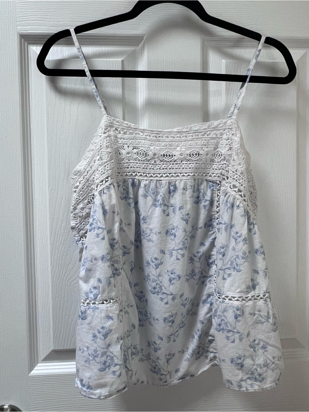 Caroline Constas Women’s 100% Cotton Floral Cami Lace Cottagecore Sleep Top M